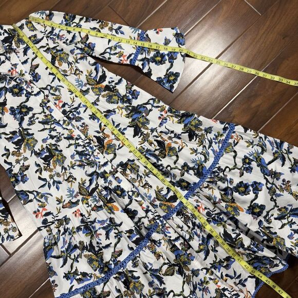 Diane Von Furstenberg Size XS White Floral Barry Gathered Poplin Midi Dress - Picture 5 of 13